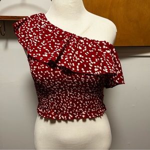 Red One Shoulder Crop Top